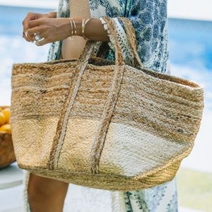 Vici Dipped in Gold Braided Jute Tote